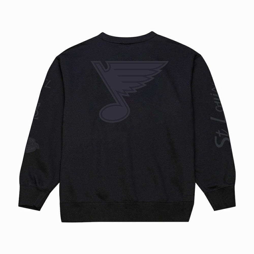 St. Louis Blues Mitchell & Ness Phantom Fleece Crew Neck Sweatshirt - Black Sweatshirts