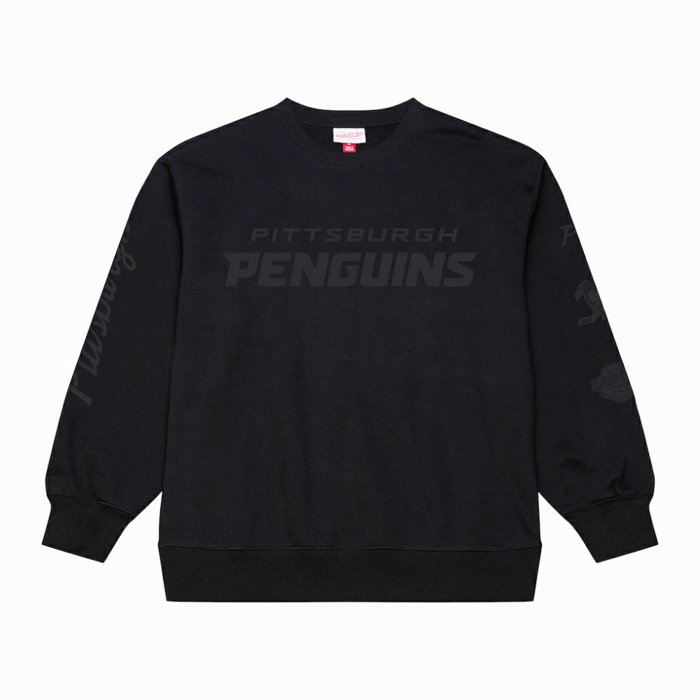 Pittsburgh Penguins Mitchell & Ness Phantom Fleece Crew Neck Sweatshirt - Black Sweatshirts
