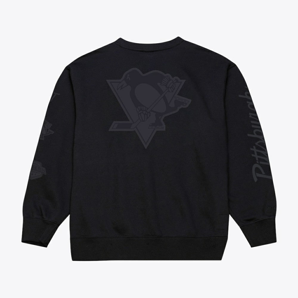 Pittsburgh Penguins Mitchell & Ness Phantom Fleece Crew Neck Sweatshirt - Black Sweatshirts