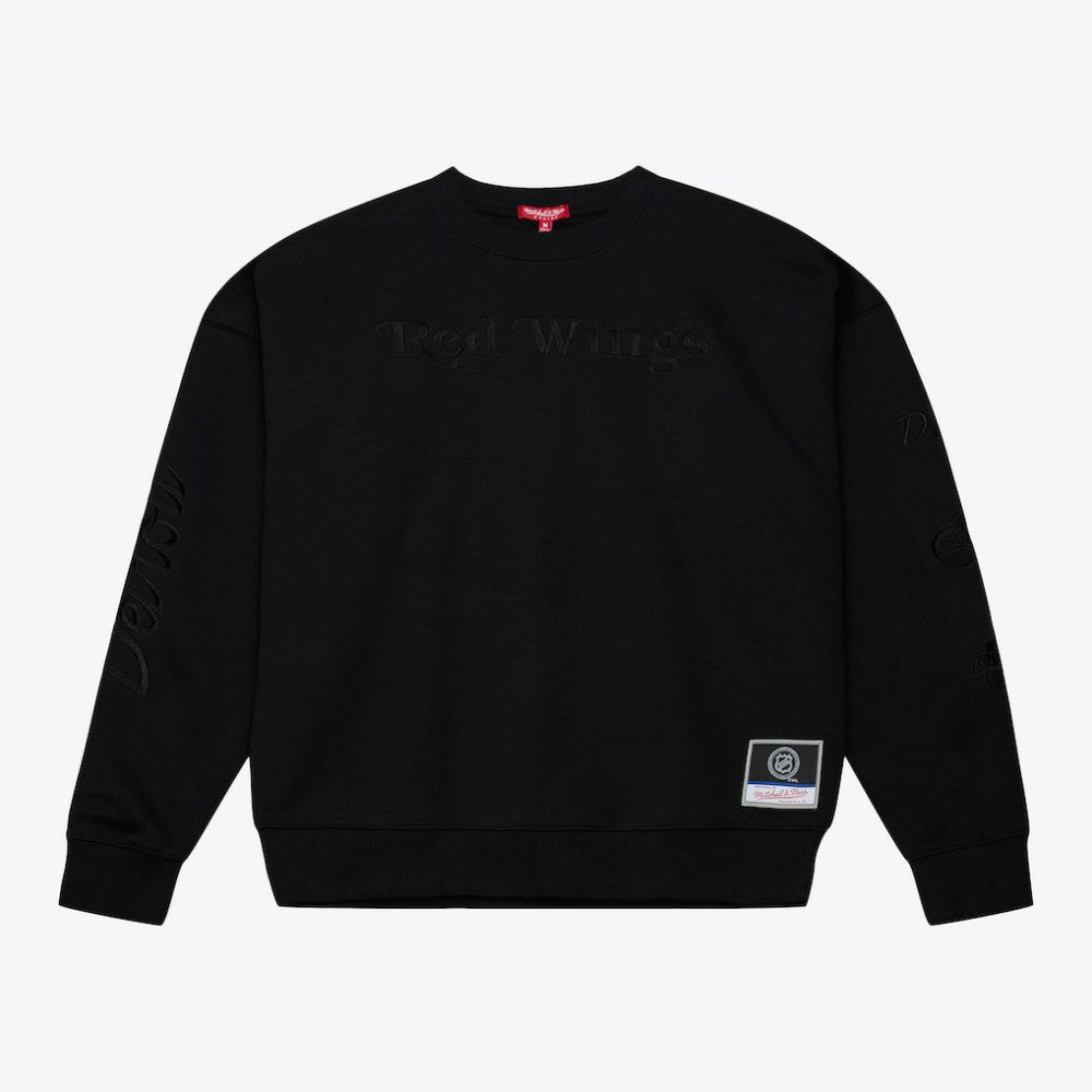 Detroit Red Wings Mitchell & Ness Unisex Phantom Fleece Crew Neck Sweatshirt - Black Sweatshirts