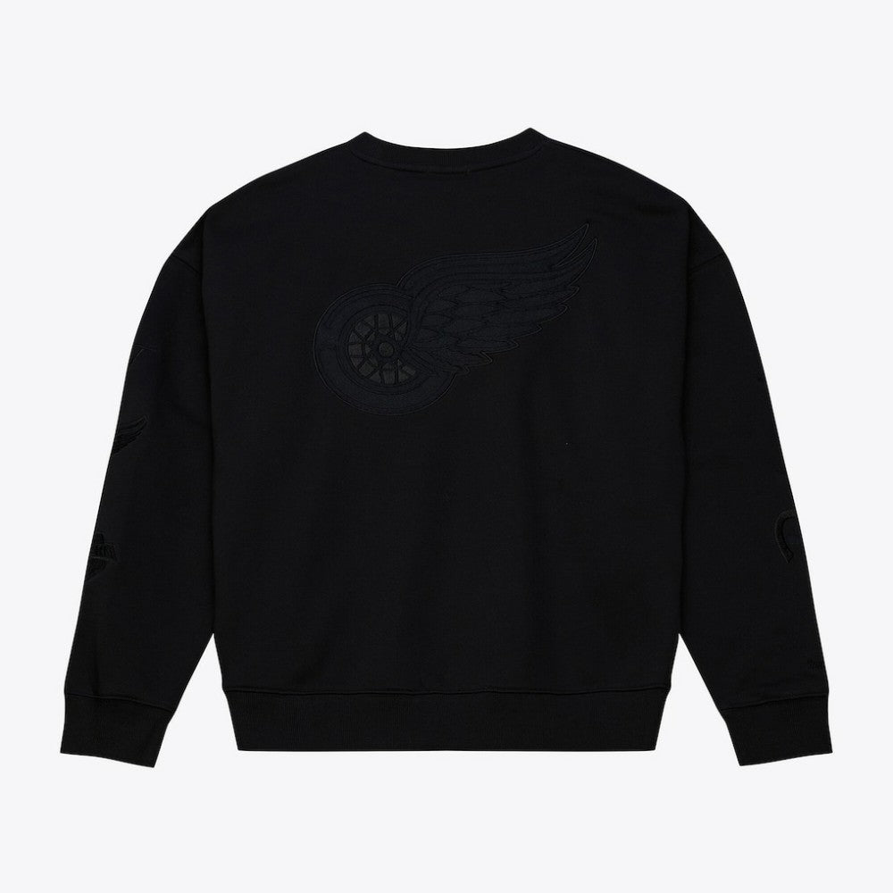 Detroit Red Wings Mitchell & Ness Unisex Phantom Fleece Crew Neck Sweatshirt - Black Sweatshirts