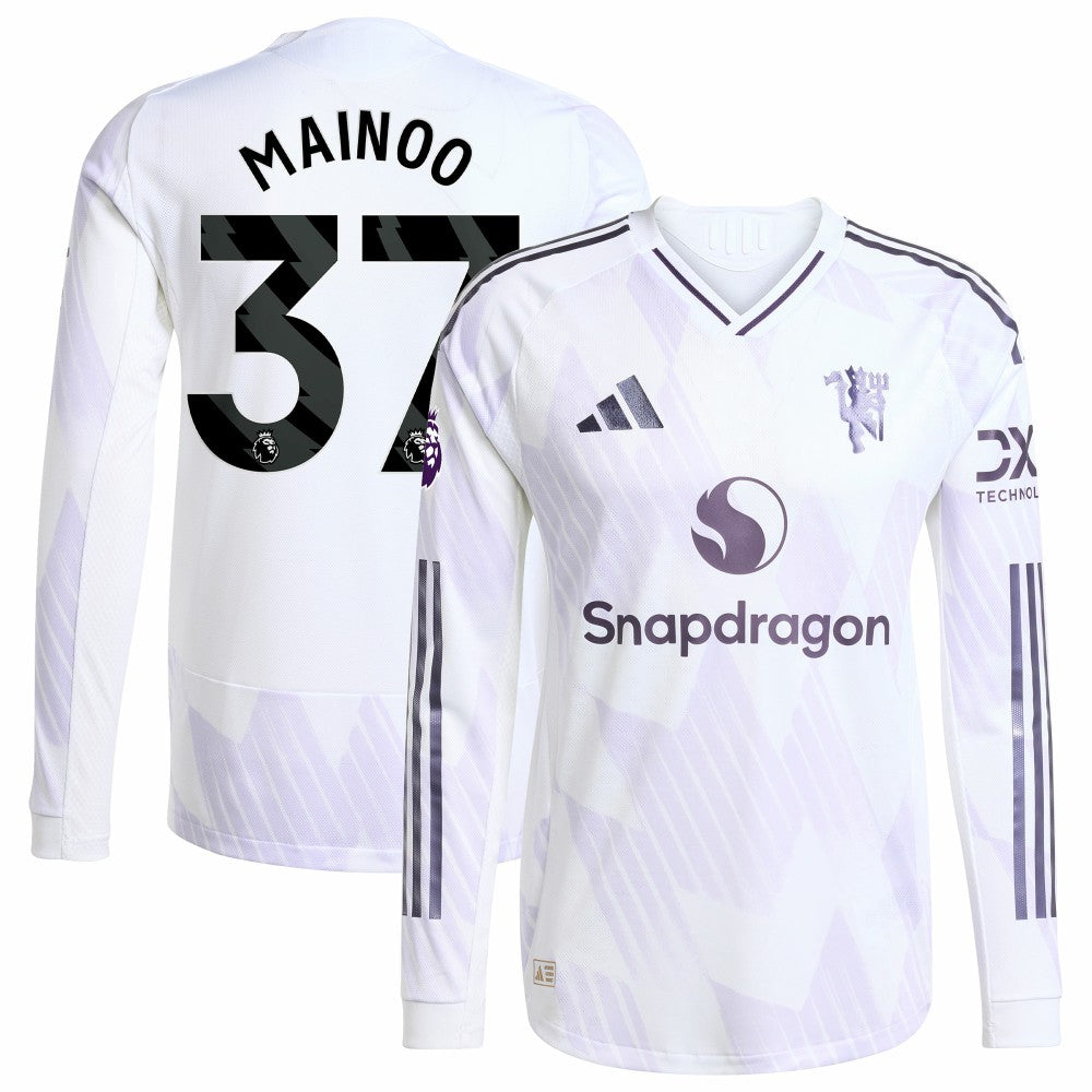 Kobbie Mainoo Manchester United 2025/26 Away Long Sleeve Player Jersey - White for sale