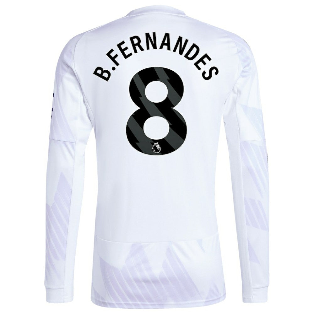 Bruno Fernandes Manchester United 2025/26 Away Replica Long Sleeve Player Jersey - White on sale