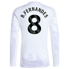 Bruno Fernandes Manchester United 2025/26 Away Replica Long Sleeve Player Jersey - White on sale