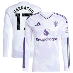 Alejandro Garnacho Manchester United 2025/26 Away Replica Long Sleeve Player Jersey - White on sale