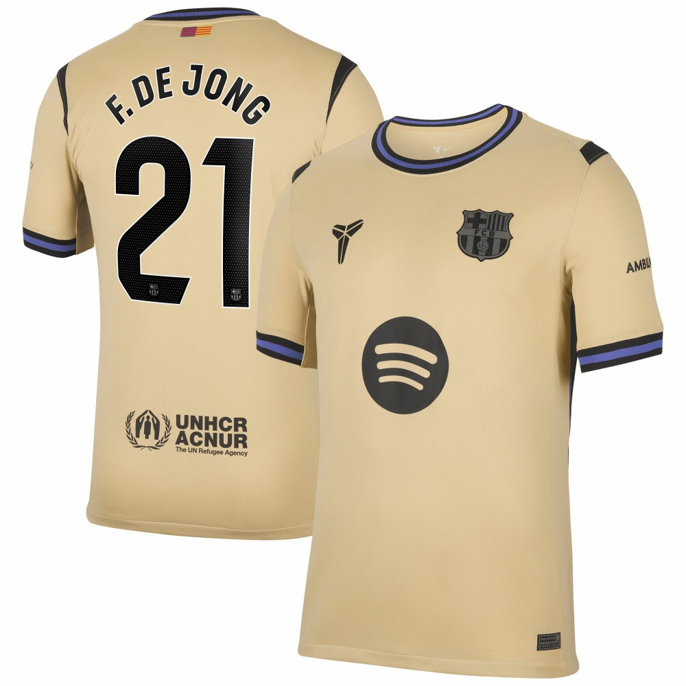 Frenkie de Jong Barcelona 2025/26 Away Stadium Replica Jersey - Gold online