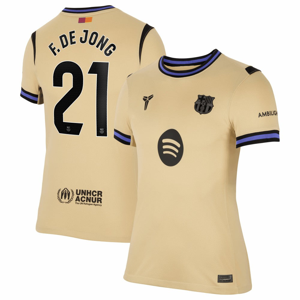 Frenkie de Jong Barcelona Women's 2025/26 Away Stadium Replica Jersey - Gold cheap