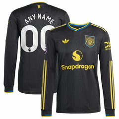 Manchester United 2025/26 Third Long Sleeve Custom Jersey - Black outlet