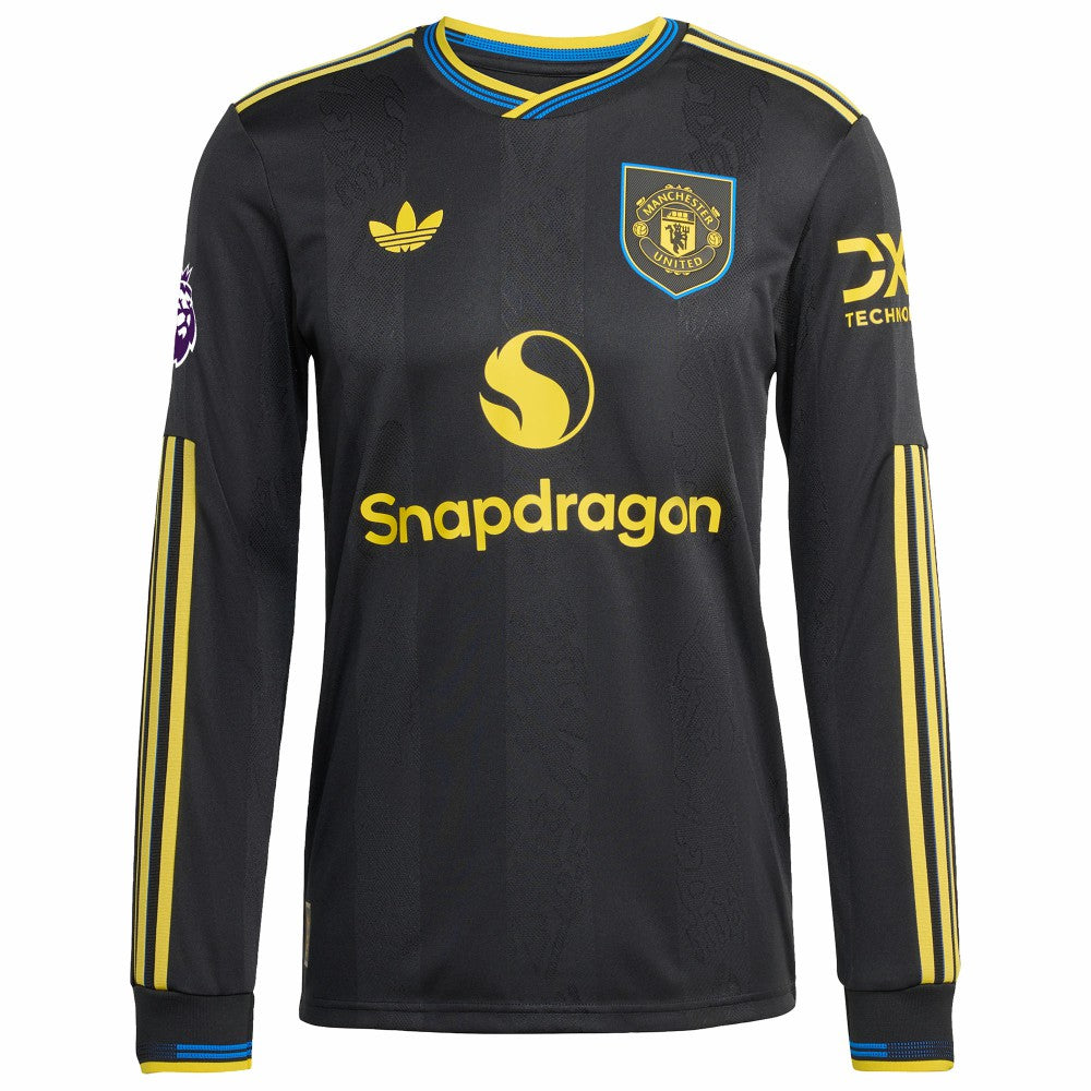 Manchester United 2025/26 Third Long Sleeve Custom Jersey - Black outlet