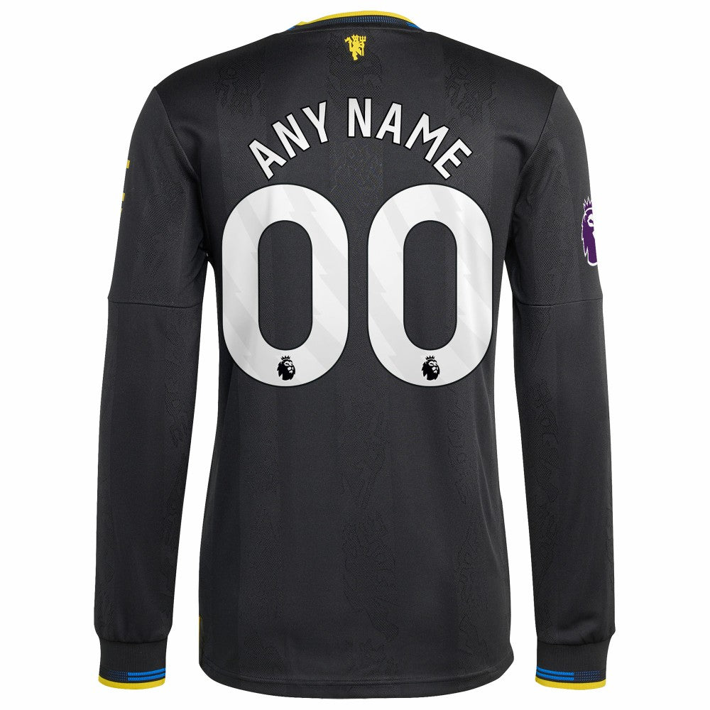 Manchester United 2025/26 Third Long Sleeve Custom Jersey - Black outlet