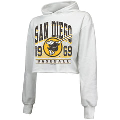 San Diego Padres Majestic Threads Women's Cropped Have A Field Day Tri-Blend Hoodie White