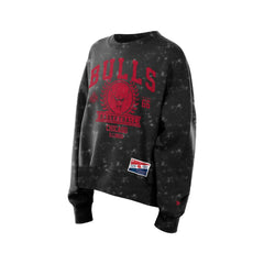 Chicago Bulls Women's Throwback Collection Mineral Wash Crewneck Sweatshirt - Black sale