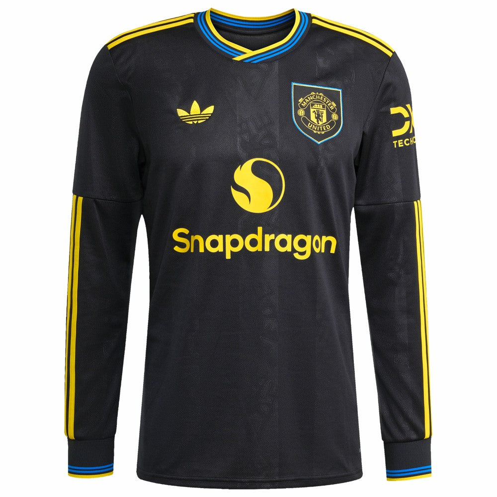 Manchester United 2025/26 Third Replica Long Sleeve Custom Jersey - Black for sale