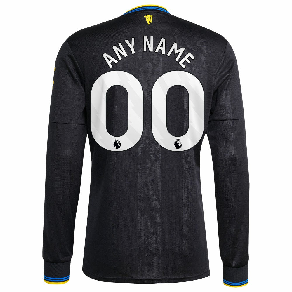 Manchester United 2025/26 Third Replica Long Sleeve Custom Jersey - Black for sale