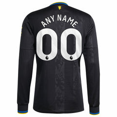 Manchester United 2025/26 Third Replica Long Sleeve Custom Jersey - Black for sale
