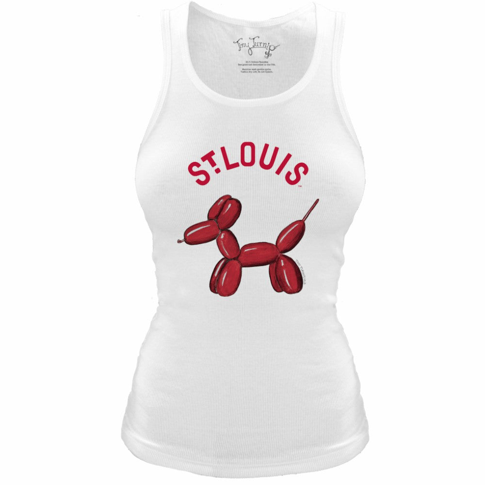 St. Louis Cardinals Tiny Turnip Women's Fitted Balloon Dog Tri-Blend Tank Top White