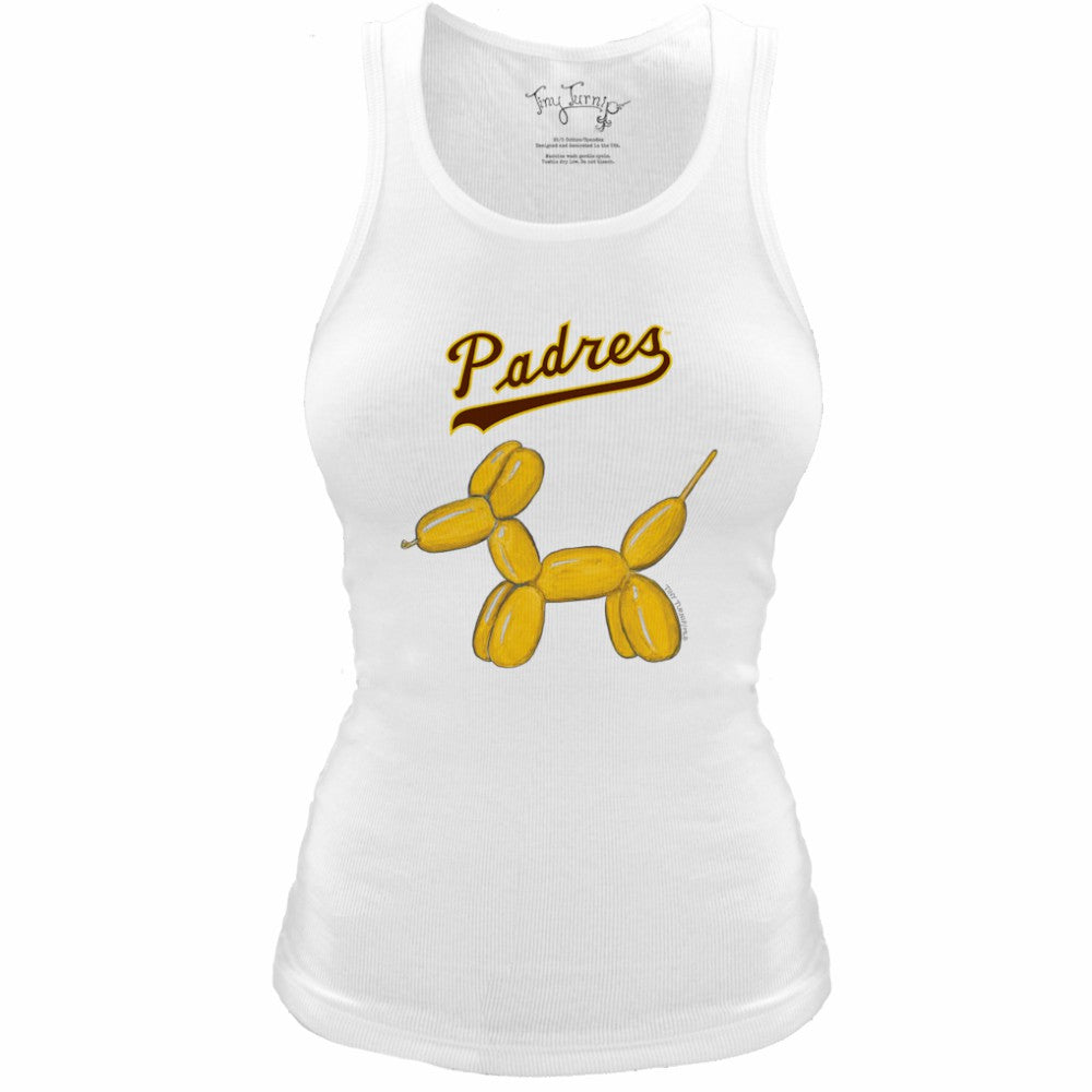 San Diego Padres Tiny Turnip Women's Fitted Balloon Dog Tri-Blend Tank Top White