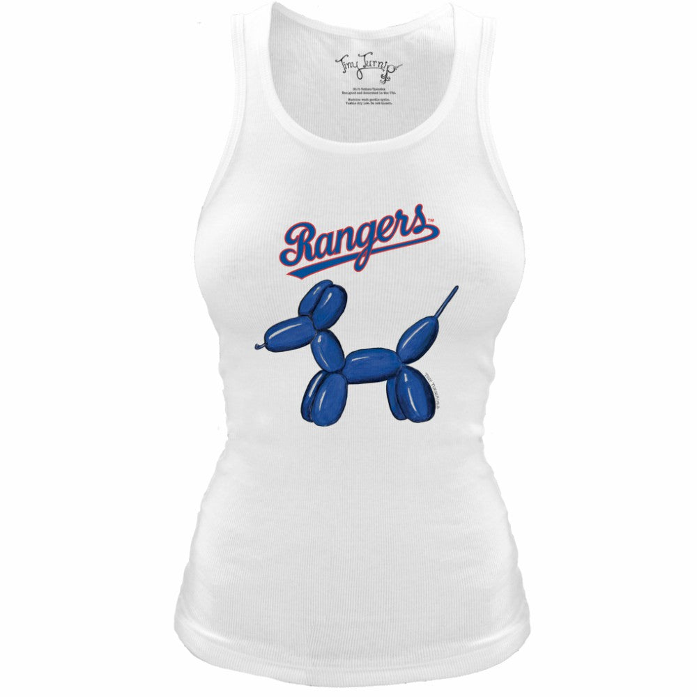 Texas Rangers Tiny Turnip Women's Fitted Balloon Dog Tri-Blend Tank Top White