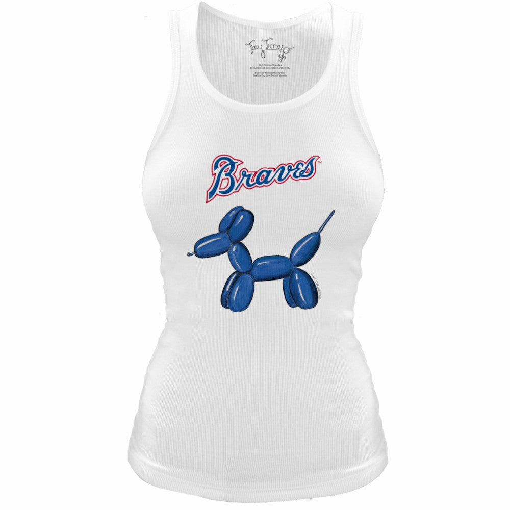 Atlanta Braves Tiny Turnip Women's Fitted Balloon Dog Tri-Blend Tank Top White