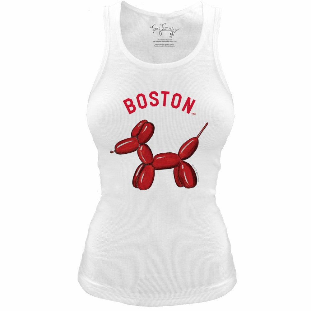 Boston Red Sox Tiny Turnip Women's Fitted Balloon Dog Tri-Blend Tank Top White