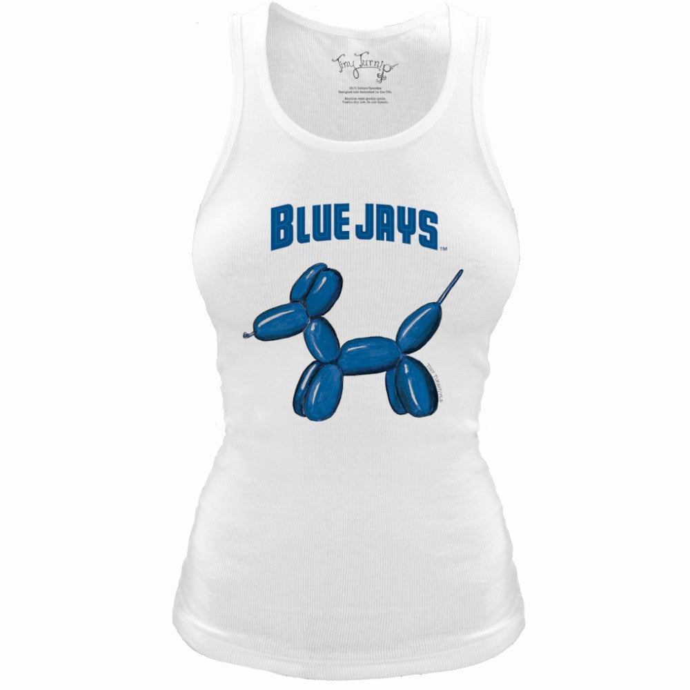 Toronto Blue Jays Tiny Turnip Women's Fitted Balloon Dog Tri-Blend Tank Top White