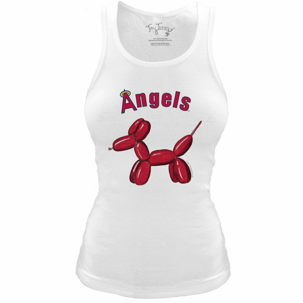 Los Angeles Angels Tiny Turnip Women's Fitted Balloon Dog Tri-Blend Tank Top White