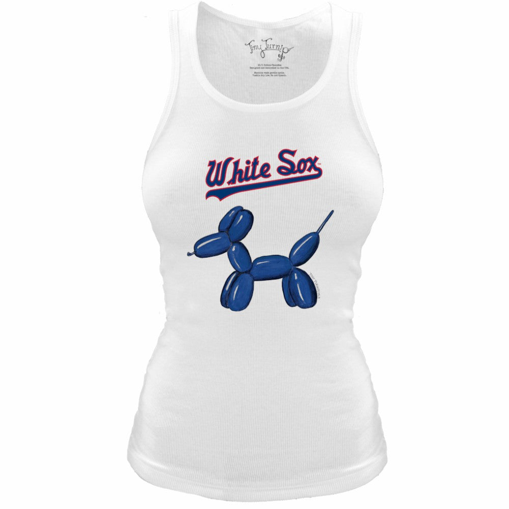 Chicago White Sox Tiny Turnip Women's Fitted Balloon Dog Tri-Blend Tank Top White