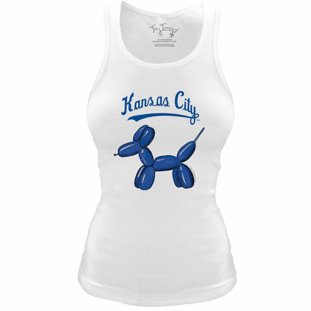 Kansas City Royals Tiny Turnip Women's Fitted Balloon Dog Tri-Blend Tank Top White