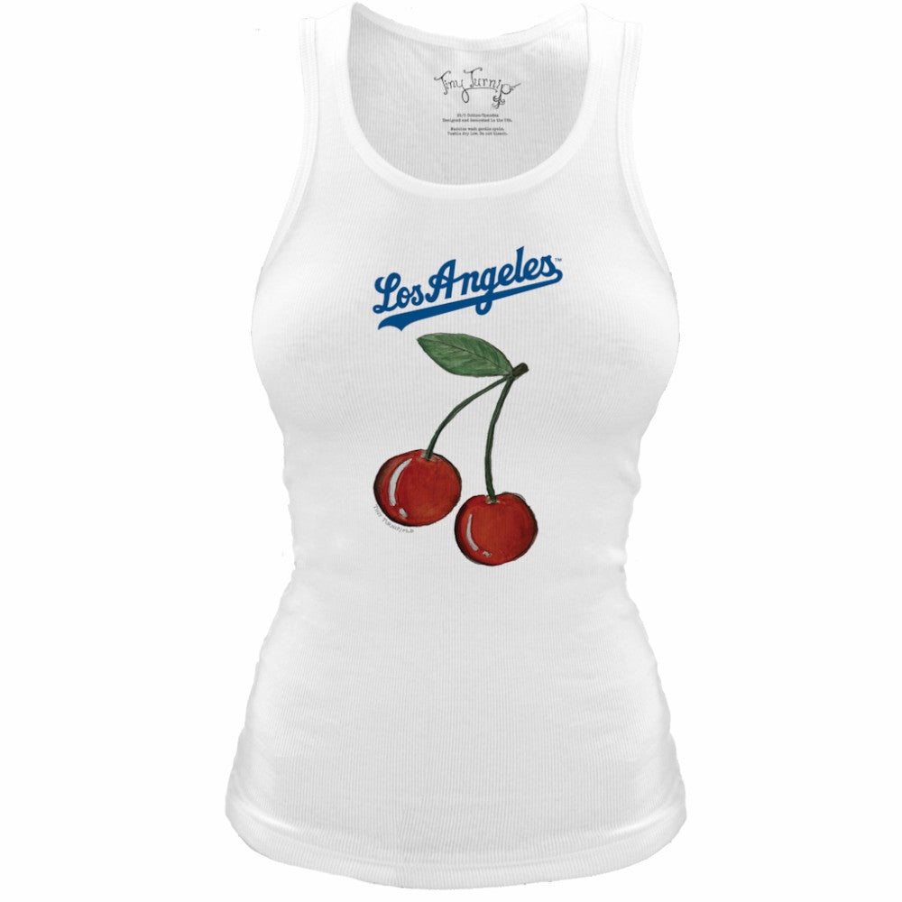 Los Angeles Dodgers Tiny Turnip Women's Fitted Cherries Tri-Blend Tank Top White
