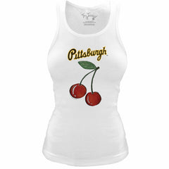 Pittsburgh Pirates Tiny Turnip Women's Fitted Cherries Tri-Blend Tank Top White