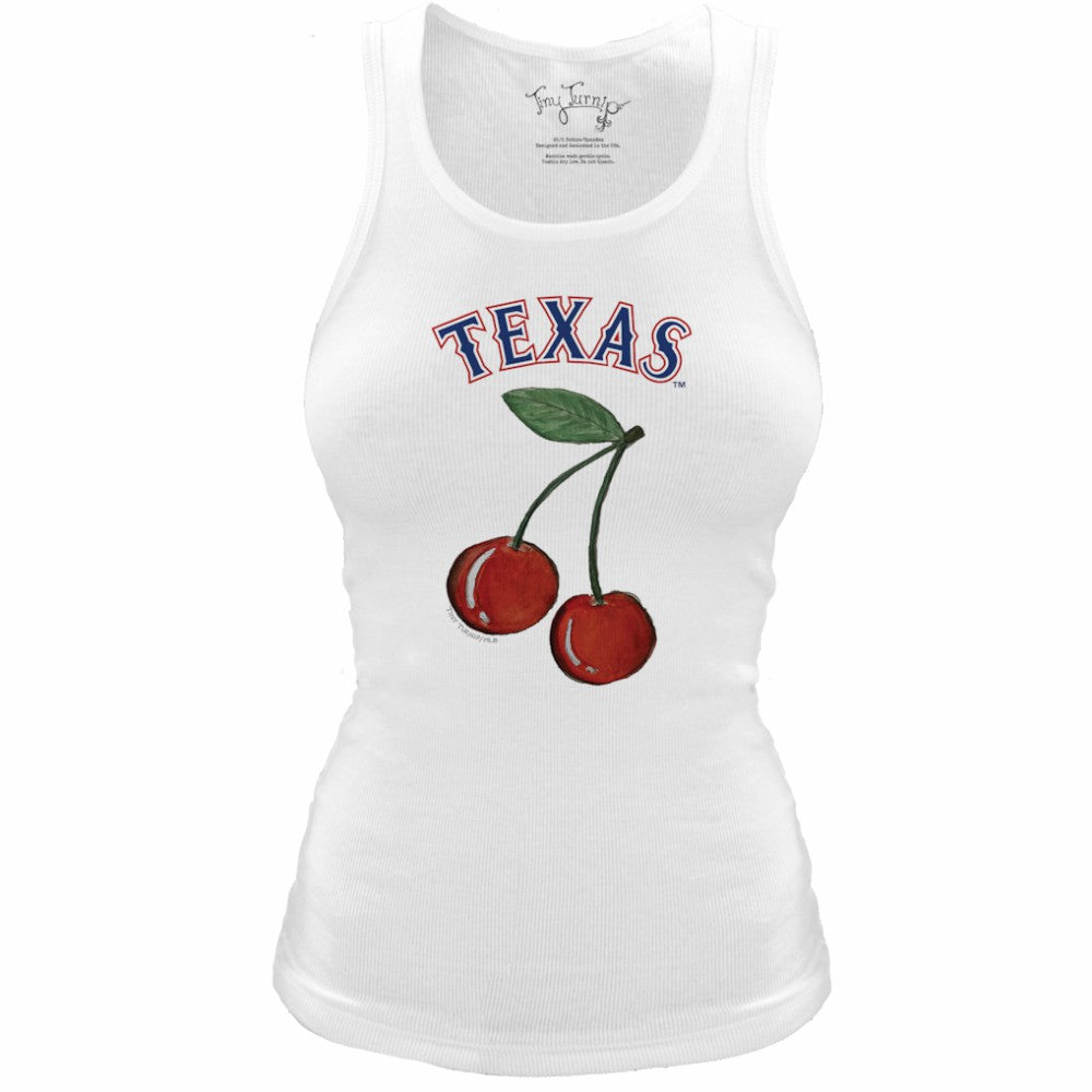 Texas Rangers Tiny Turnip Women's Fitted Cherries Tri-Blend Tank Top White