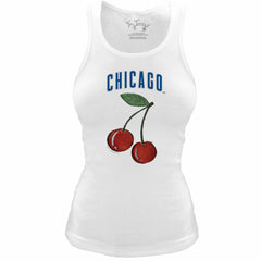 Chicago Cubs Tiny Turnip Women's Fitted Cherries Tri-Blend Tank Top White