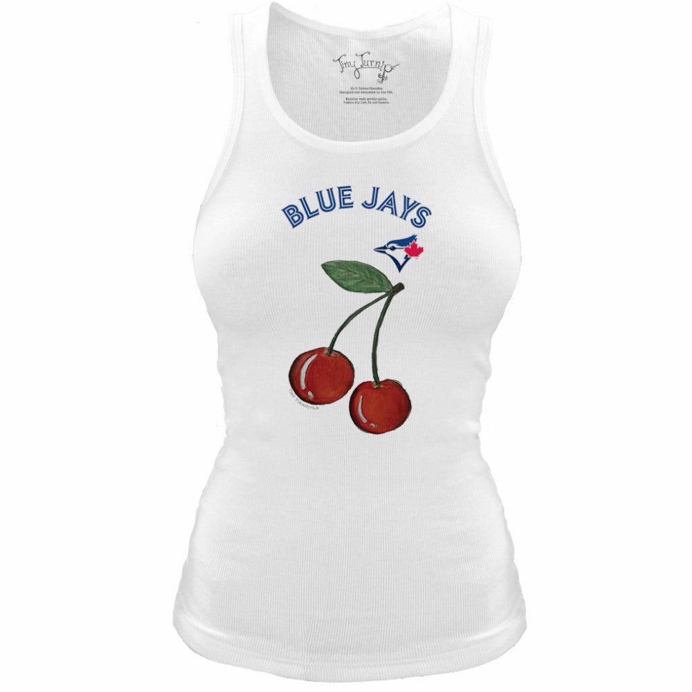 Toronto Blue Jays Tiny Turnip Women's Fitted Cherries Tri-Blend Tank Top White