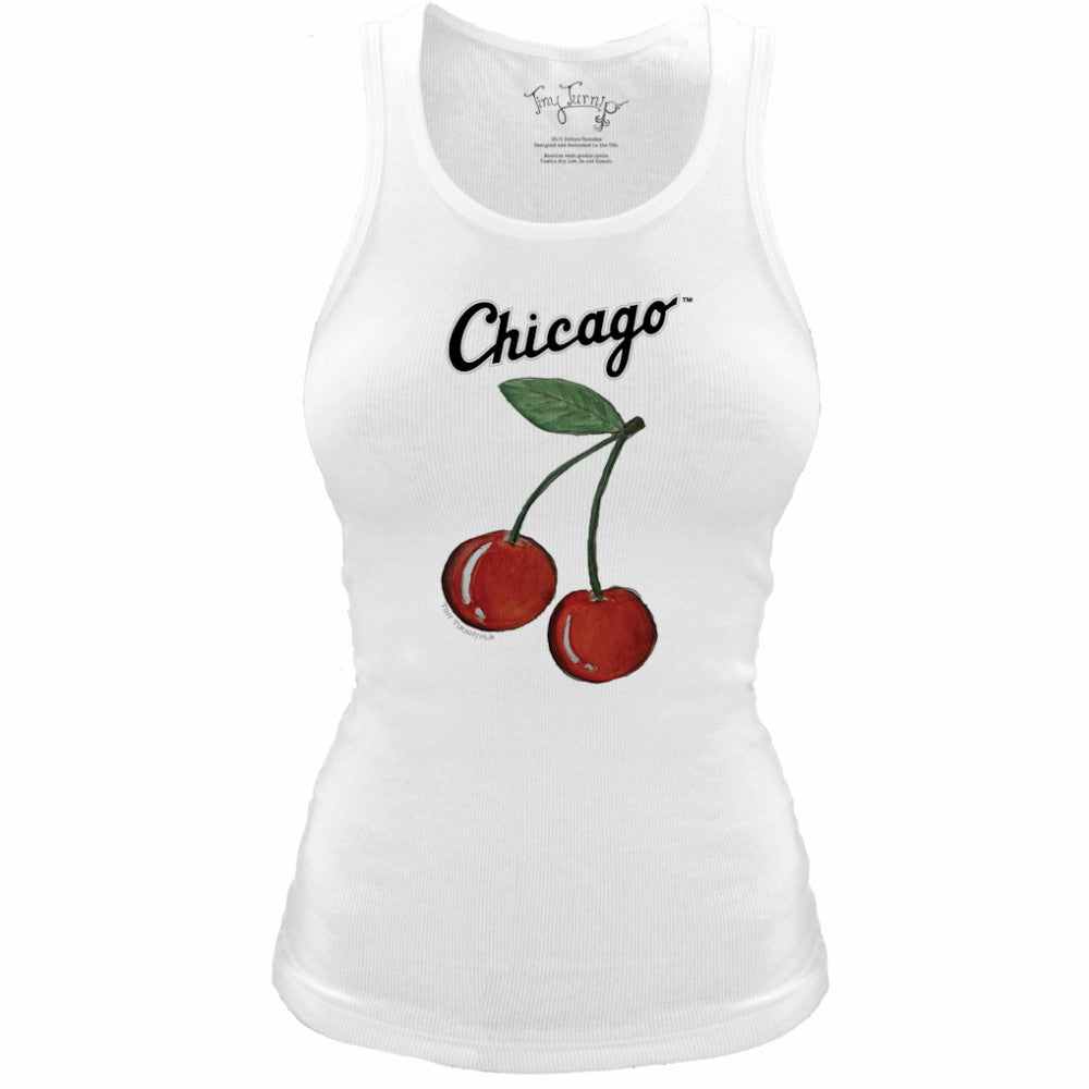 Chicago White Sox Tiny Turnip Women's Fitted Cherries Tri-Blend Tank Top White