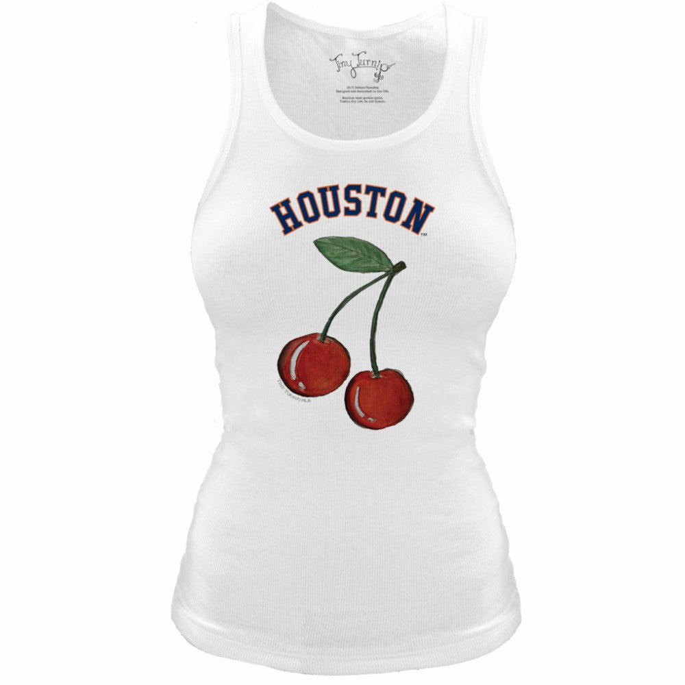 Houston Astros Tiny Turnip Women's Fitted Cherries Tri-Blend Tank Top White