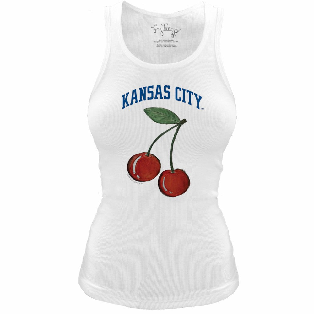 Kansas City Royals Tiny Turnip Women's Fitted Cherries Tri-Blend Tank Top White