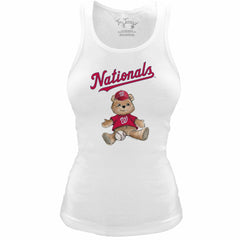 Washington Nationals Tiny Turnip Women's Fitted Teddy Bear Tri-Blend Tank Top White