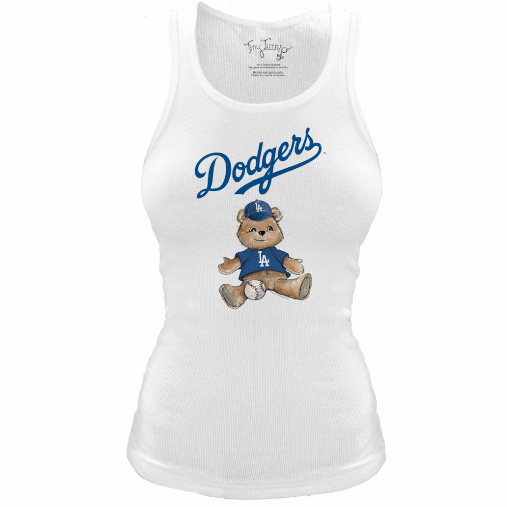 Los Angeles Dodgers Tiny Turnip Women's Fitted Teddy Bear Tri-Blend Tank Top White