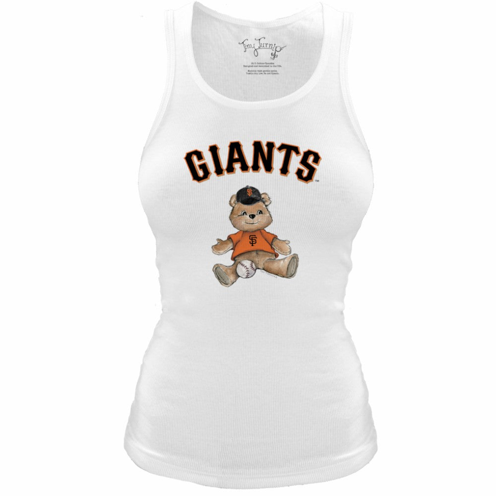 San Francisco Giants Tiny Turnip Women's Fitted Teddy Bear Tri-Blend Tank Top White