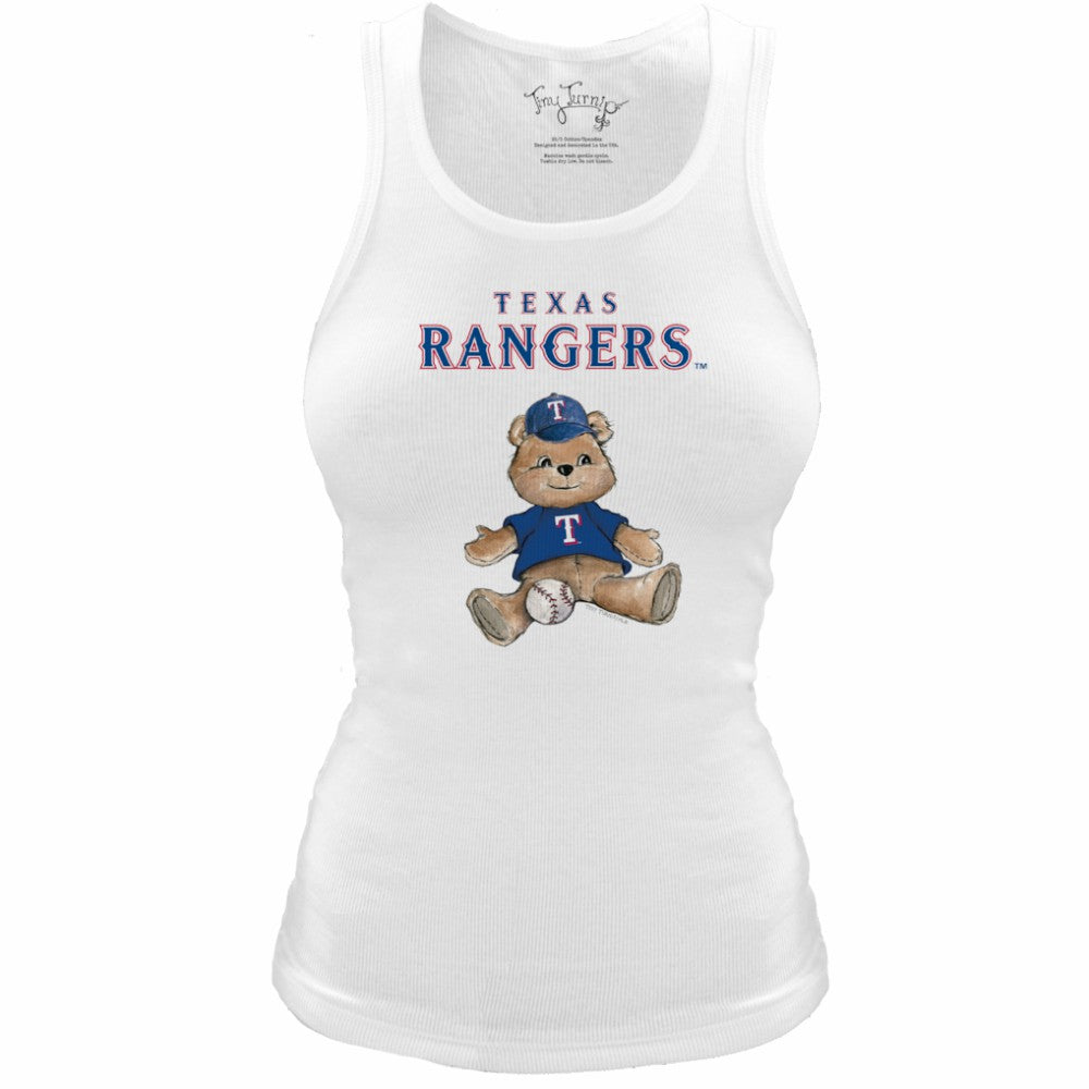 Texas Rangers Tiny Turnip Women's Fitted Teddy Bear Tri-Blend Tank Top White