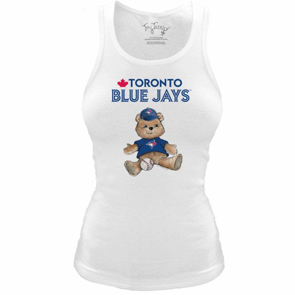 Toronto Blue Jays Tiny Turnip Women's Fitted Teddy Bear Tri-Blend Tank Top White