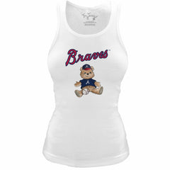 Atlanta Braves Tiny Turnip Women's Fitted Teddy Bear Tri-Blend Tank Top White