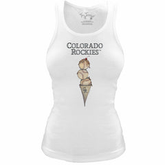 Colorado Rockies Tiny Turnip Women's Fitted Triple Scoop Tri-Blend Tank Top White