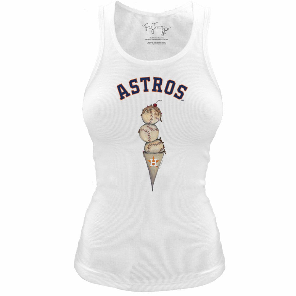 Houston Astros Tiny Turnip Women's Fitted Triple Scoop Tri-Blend Tank Top White