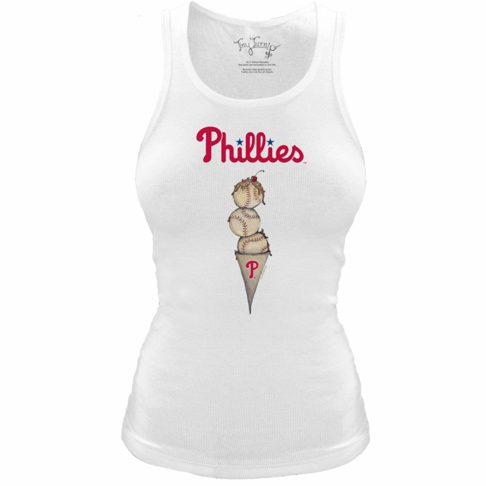 Philadelphia Phillies Tiny Turnip Women's Fitted Triple Scoop Tri-Blend Tank Top White