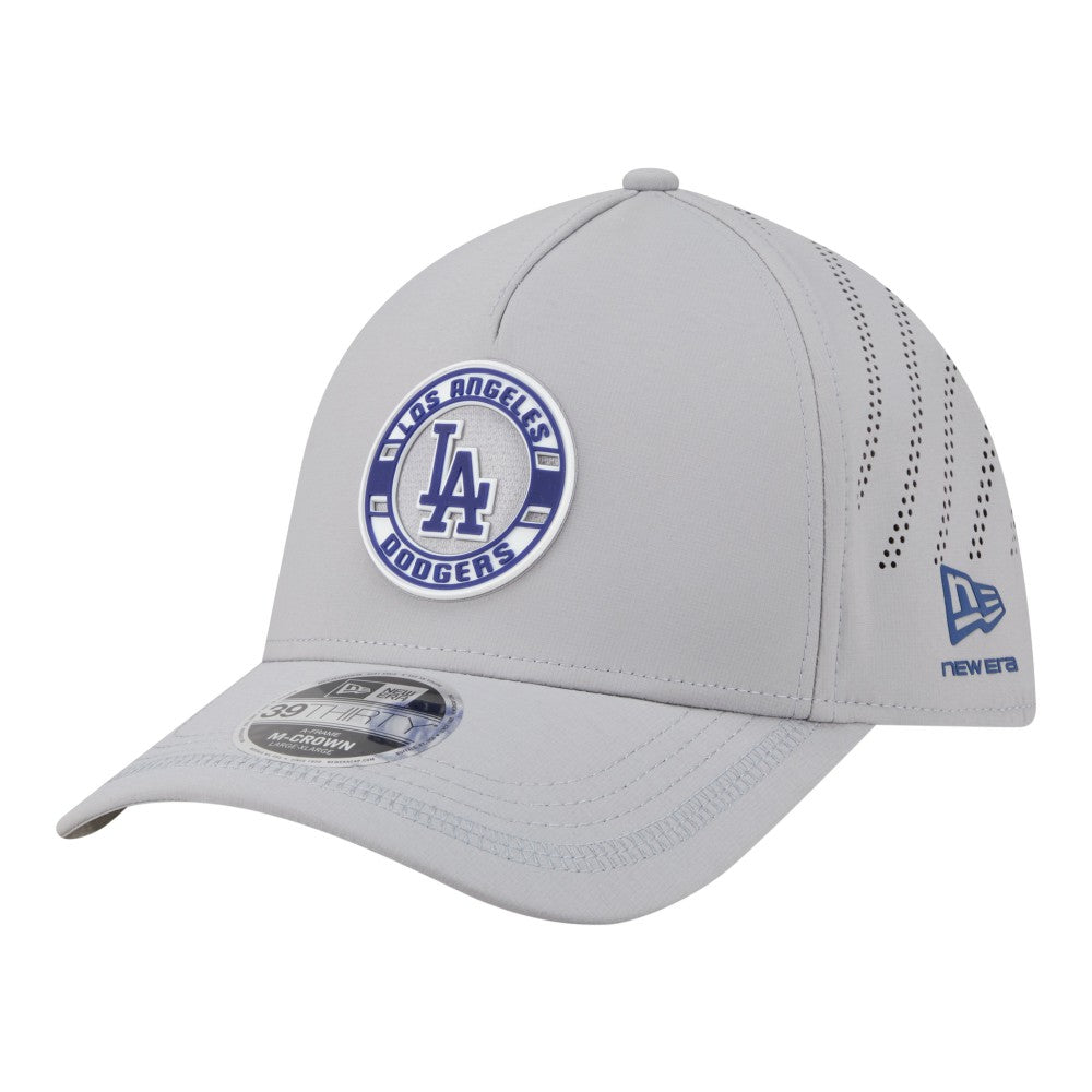 Los Angeles Dodgers Patch 39THIRTY A-Frame M-Crown Perforated Flex Hat Gray