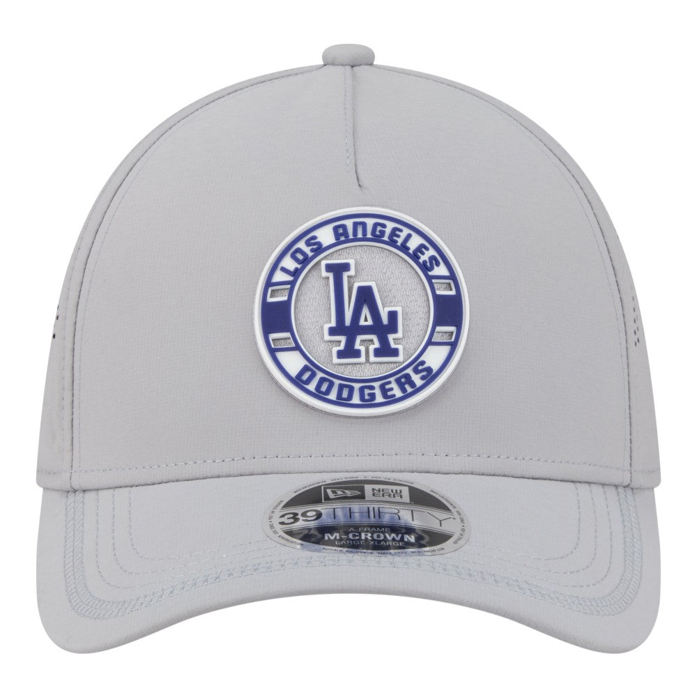 Los Angeles Dodgers Patch 39THIRTY A-Frame M-Crown Perforated Flex Hat Gray