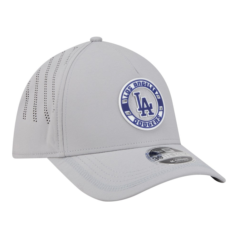 Los Angeles Dodgers Patch 39THIRTY A-Frame M-Crown Perforated Flex Hat Gray