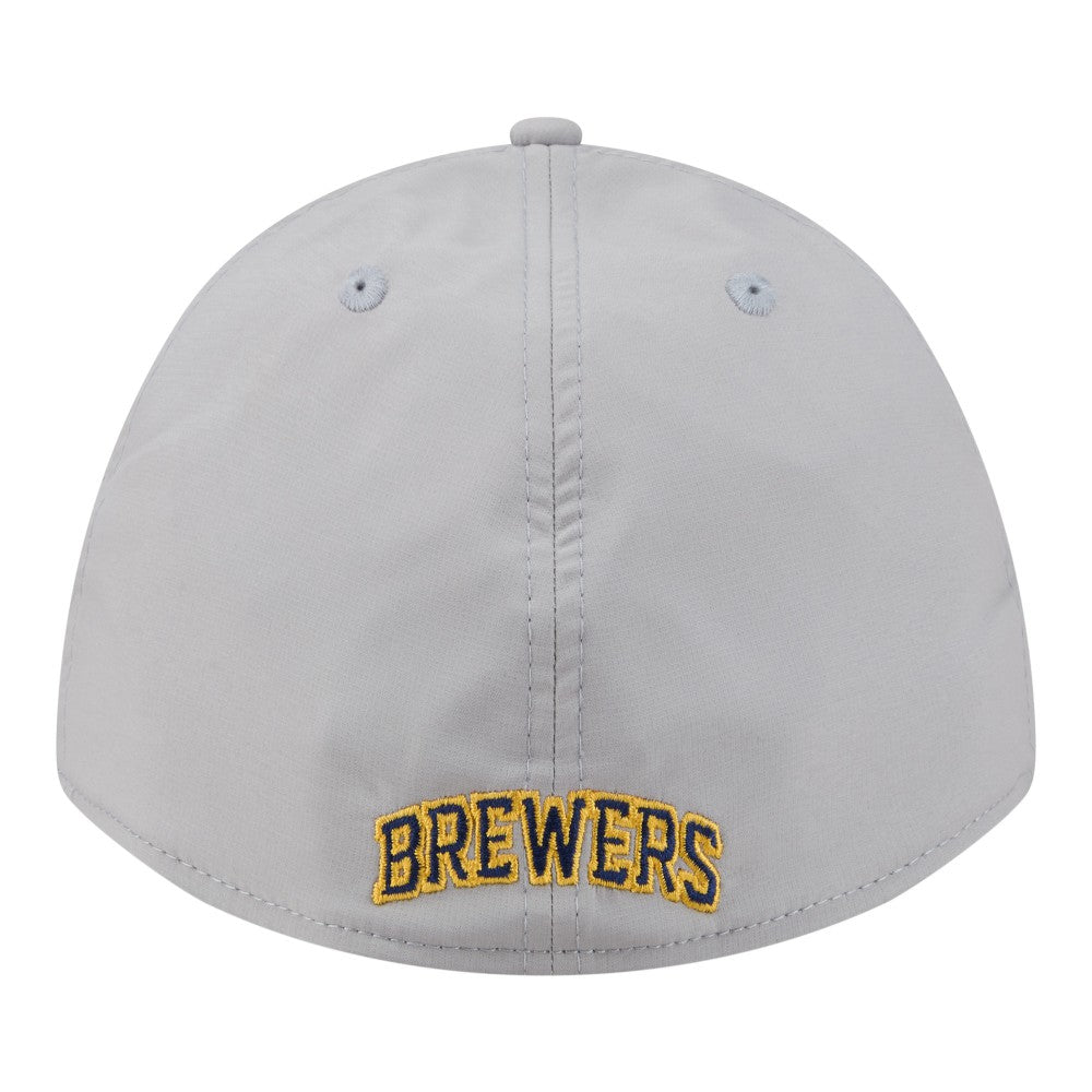 Milwaukee Brewers Patch 39THIRTY A-Frame M-Crown Perforated Flex Hat Gray