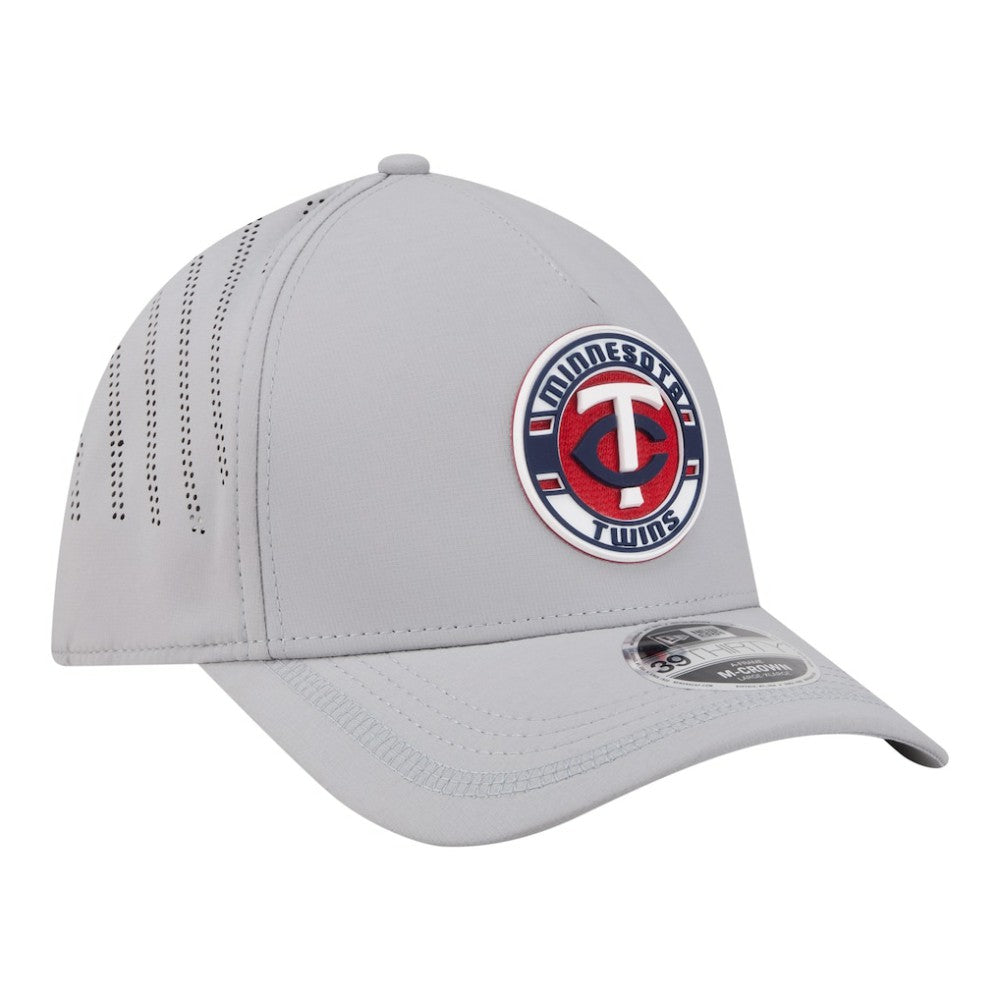 Minnesota Twins Patch 39THIRTY A-Frame M-Crown Perforated Flex Hat Gray